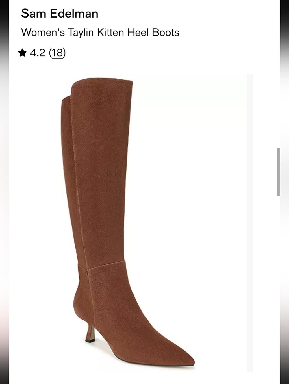 Sam Edelman Women's Taylin Brown Knee-High Kitten Heel Boots